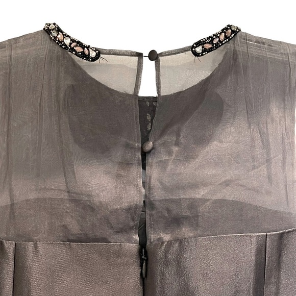 RICKIE Freeman for Teri Jon Black Wool Silk Jeweled Collar Cocktail Dress Size 4 - Picture 10 of 15